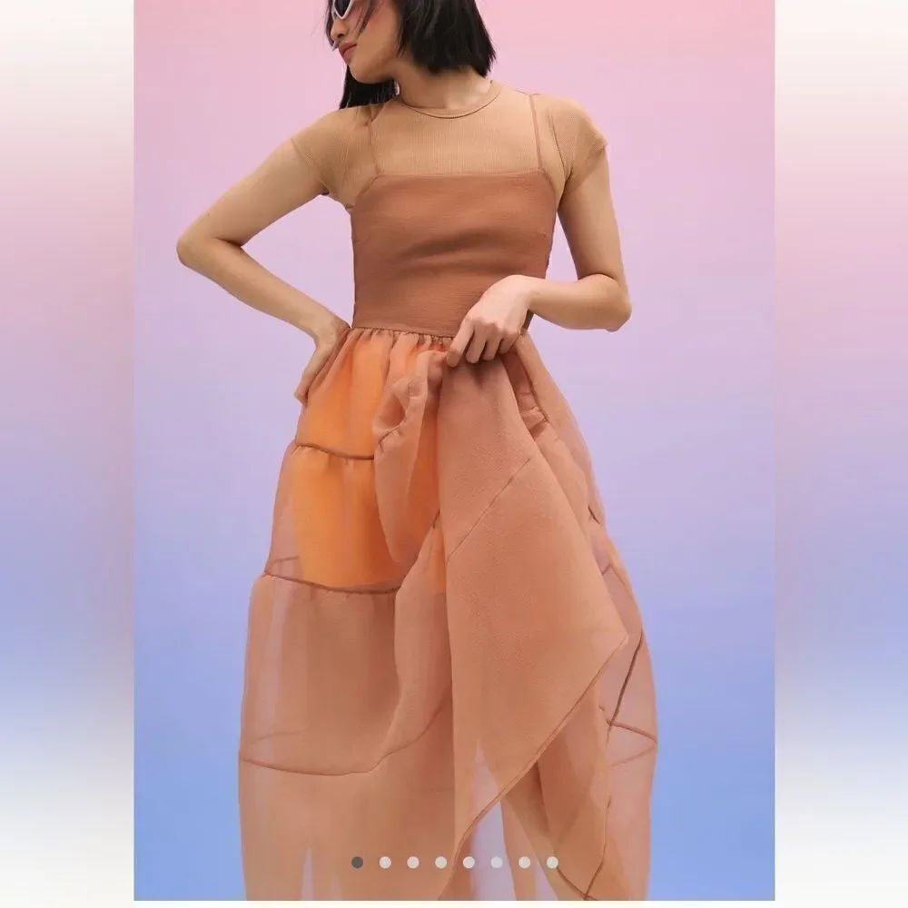 OhSevenDays Tiered Sheer Midi Dress